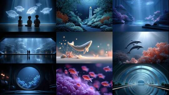 奇幻水族馆之旅深海生物的绚丽世界高清在线视频素材下载