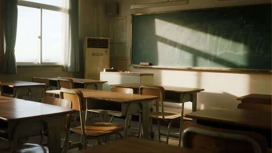 怀旧教室课桌唯美光影青春回忆动画