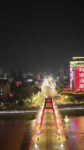 四川德阳夜景德阳彩虹桥夜景竖版航拍