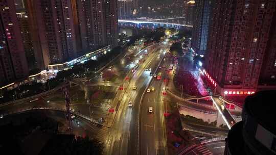 航拍重庆嘉陵江大桥繁华夜景