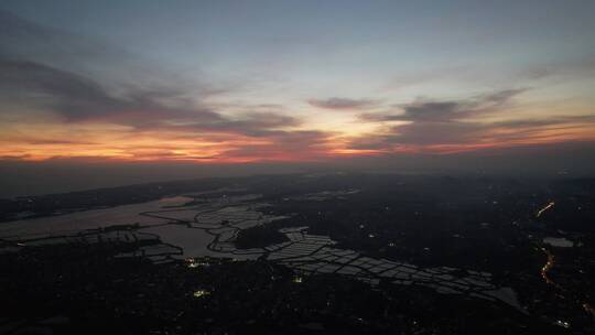 乡村夕阳航拍