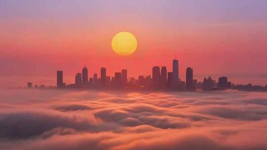 城市云海日出全景