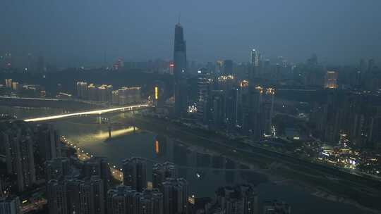 重庆渝中区夜景航拍重庆大景嘉陵江夜景风光视频素材模板下载