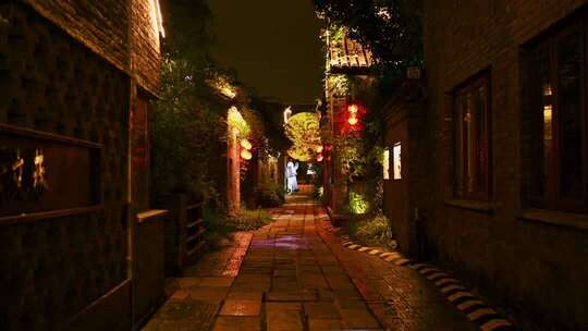 南通珠溪古镇夜间幽静小巷
