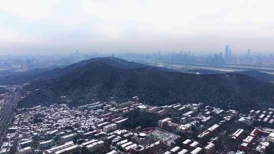 长沙岳麓山雪景航拍