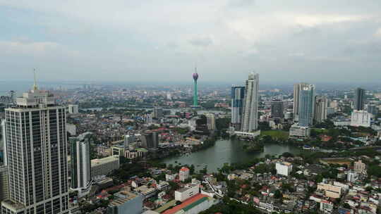科伦坡天际线的鸟瞰图特色标志性的莲花塔城