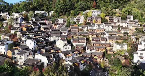 江西婺源篁岭美丽乡村晒秋航拍