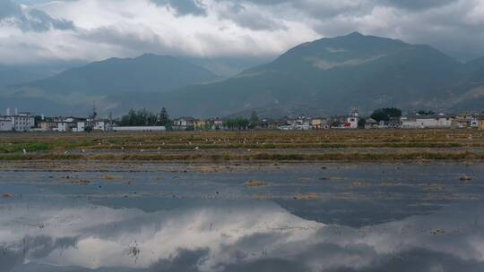 城市农田城市风光航拍