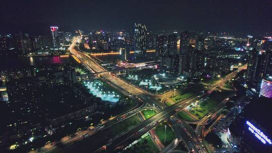 珠海前山立交环宇城夜景航拍4K