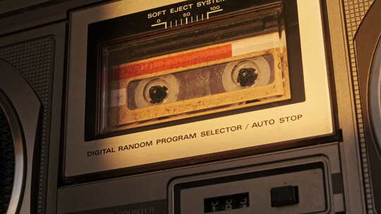 老式录音机播放磁带视频素材模板下载