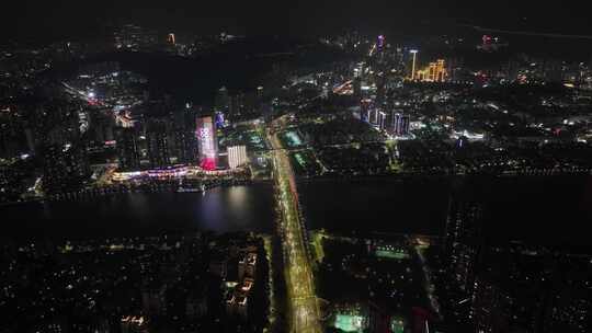 珠海航拍城市夜晚珠海夜景晚上城市建筑风光