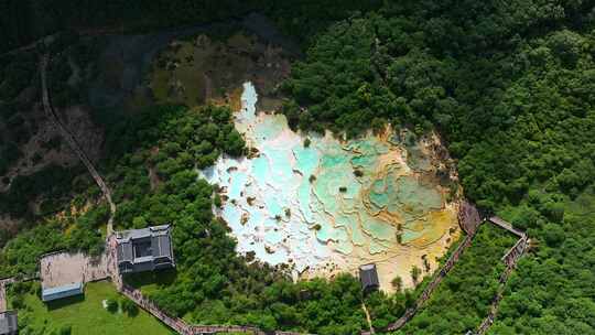 黄龙风景区五彩池延时素材