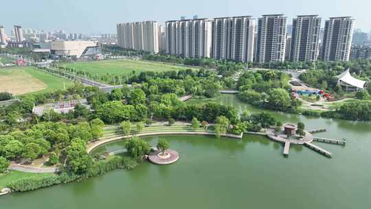 张家港沙洲湖大酒店沙洲湖会议中心航拍