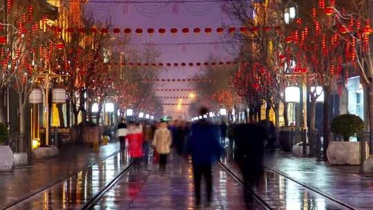 北京人走在大街上的时间流逝