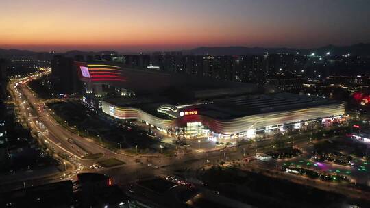 广州城市航拍日落晚霞建筑风景