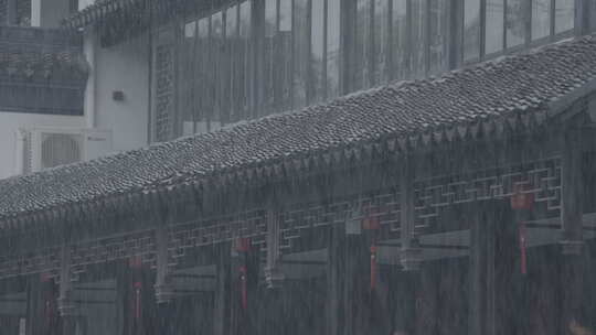 古建筑屋檐下雨 意境水滴 唯美屋檐雨滴