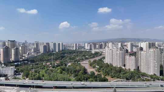 青海西宁大景青海城市建设航拍