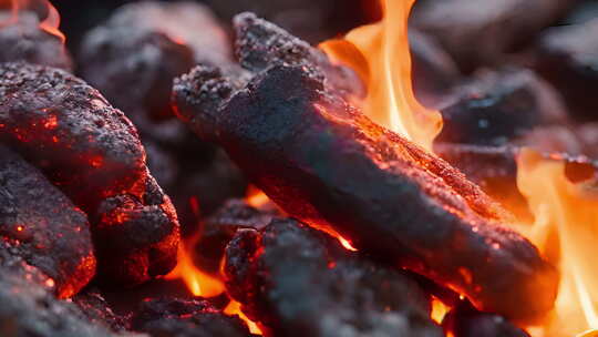 燃烧的木炭火堆视频素材模板下载