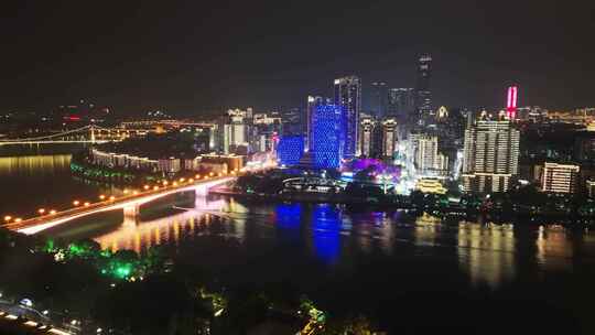 广西柳州市建筑夜景视频素材模板下载