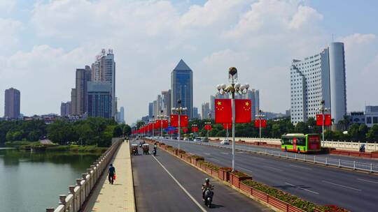 广西南宁国庆氛围城市航拍视频素材模板下载