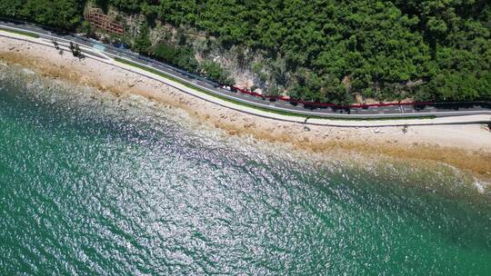 深圳文旅大鹏半岛杨梅坑海滨栈道海岸线视频素材模板下载