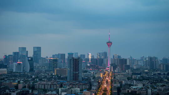 成都锦绣天府塔夜景延时