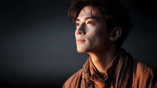 唐朝男子深邃目光眺望远方