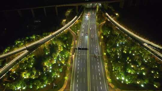 杭州萧山区市心北路立交桥高架桥夜景