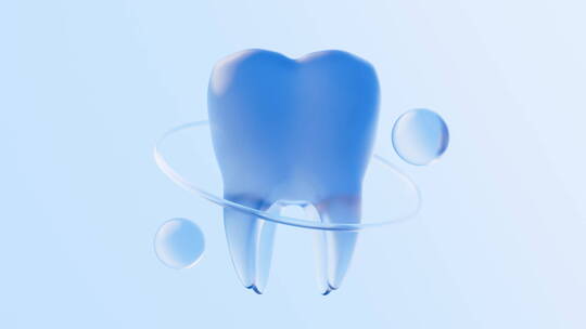 蓝色玻璃材质牙齿3D渲染