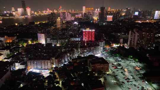 武汉黄鹤楼夜晚夜景航拍湖北武昌区地标建筑