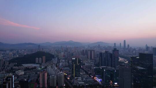 夜晚城市深圳高楼翠竹路交通