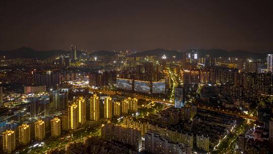 航拍深圳城市风光龙华民治夜景延时