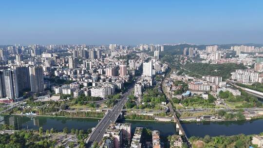 航拍四川自贡建设自贡城市风光