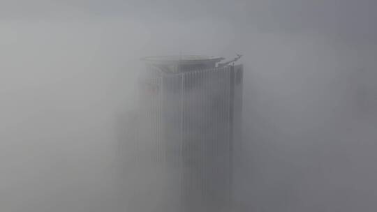 厦门会展中心航拍平流雾