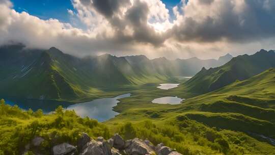 山间湖泊自然风光