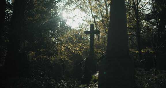 十字架，年轻，秋天，墓地