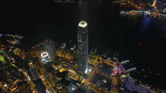 香港国际金融中心第二期夜景航拍4K30P