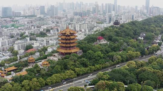 航拍武汉黄鹤楼景区