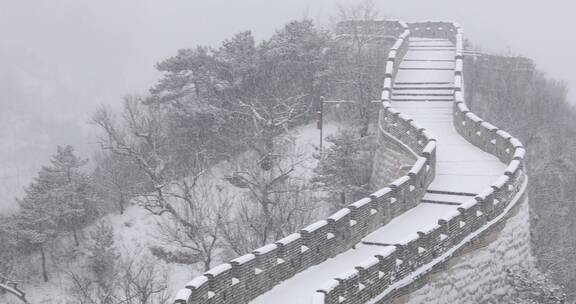 北京黄花城长城雪景4K拍摄