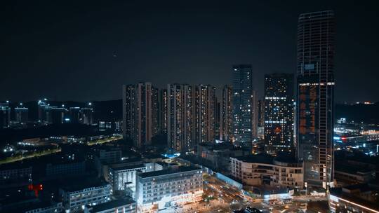深圳龙岗高层住宅林立的高楼灯光远景视频