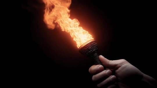 手持火炬照亮黑暗的希望之光