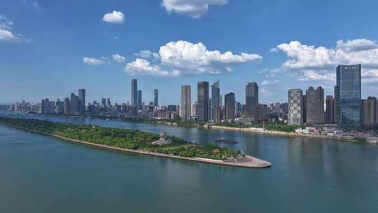 长沙橘子洲景区橘子洲大气航拍