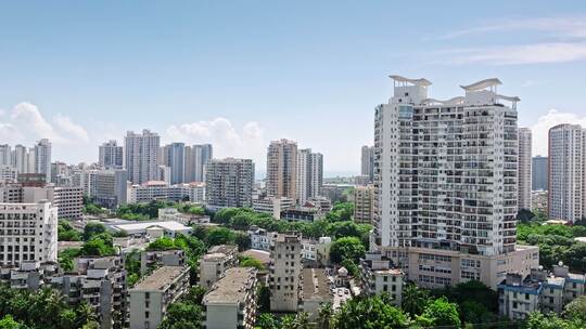 航拍现代高层住宅楼外立面阳台