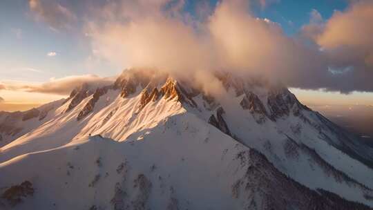 雪山云海日出景象