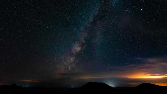 4K夕阳黄昏过度太阳下山晚霞星空银河延时