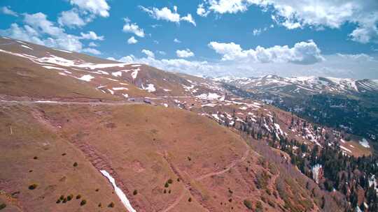 森林，小山，山脉，雪