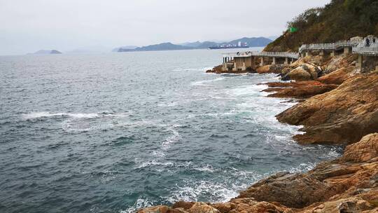 实拍大海海浪沙滩海洋