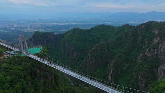 航拍浙江台州市天台山风景区大瀑布琼台景区