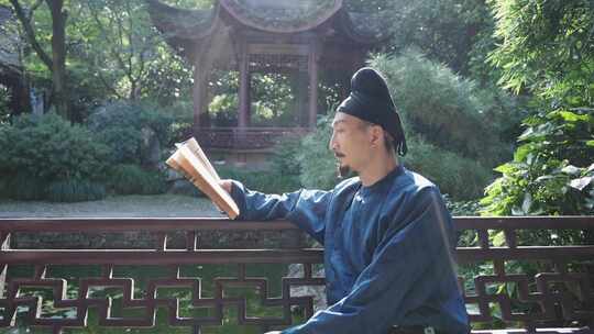 唐朝古代古装古人读书看书视频素材模板下载