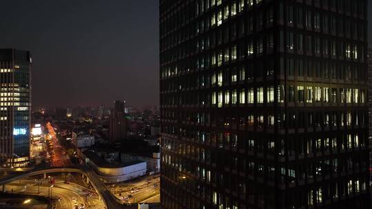 航拍上海新江湾城夜景